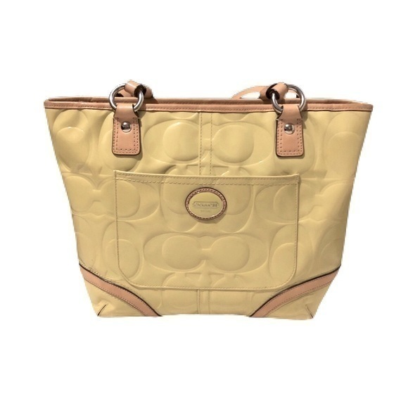 Vintage Coach Yellow Embossed Patent Leather Bag - Picture 1 of 9